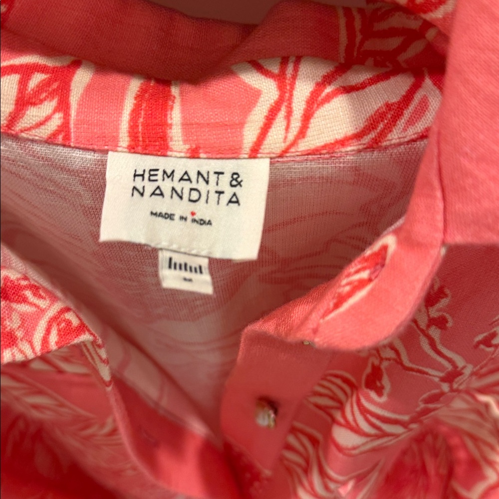 HEMANT & NANDITA Coral Floral Shirt - Picture 2 of 5